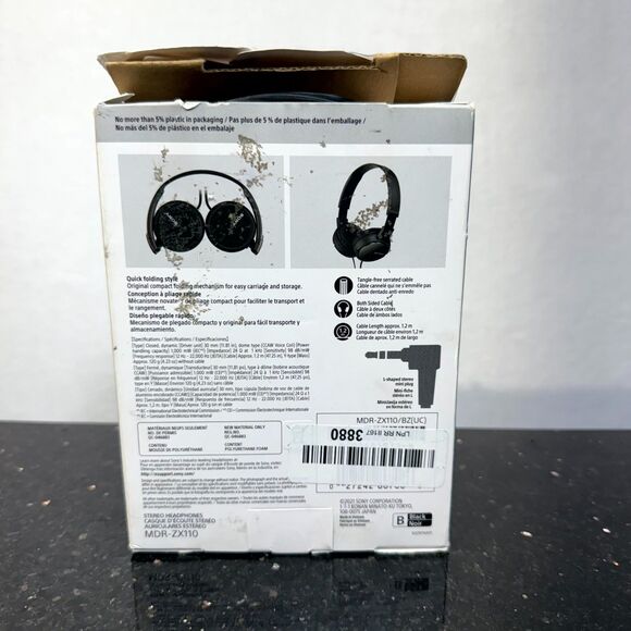Sony MDR-ZX110 Stereo Over-Head‎ Headphones Compact Folding Black - Picture 4 of 5